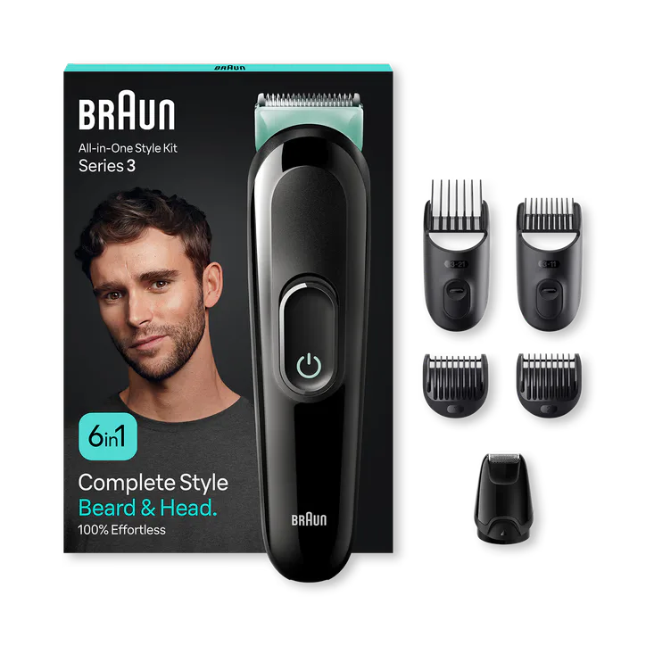 BRAUN All-In-One Style Kit Series 3 MGK3421, 6-in1 Kit For Beard, Hair & More