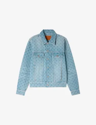 SANDRO Square-Pattern Four-Pocket Denim Jacket