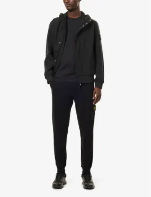 STONE ISLAND Brand-Badge Tapered-Leg Regular-Fit Cotton-Jersey Jogging Bottoms detail 2