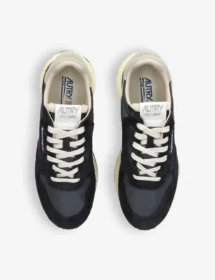 AUTRY Reelwind brand-embroidered leather and nylon low-top trainers - EUR 45 / 11 UK MEN in BLACK, additional product view 2