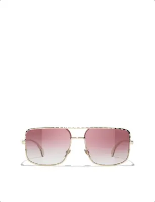 CHANEL CH4294 Pilot-Frame Metal Sunglasses