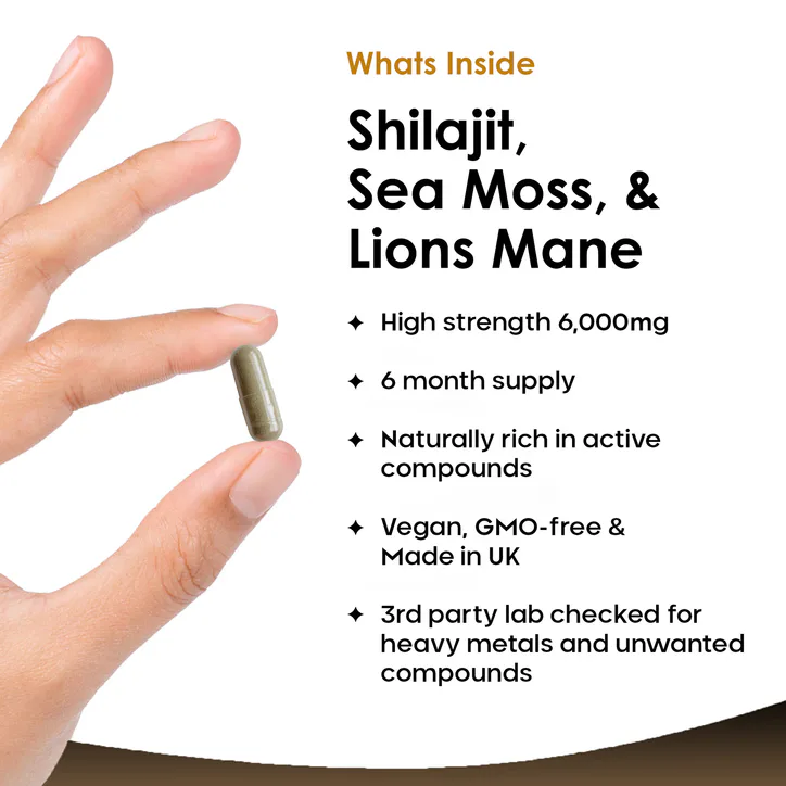 New Leaf Products Shilajit, Sea Moss & Lions Mane 360 Capsules detail 2