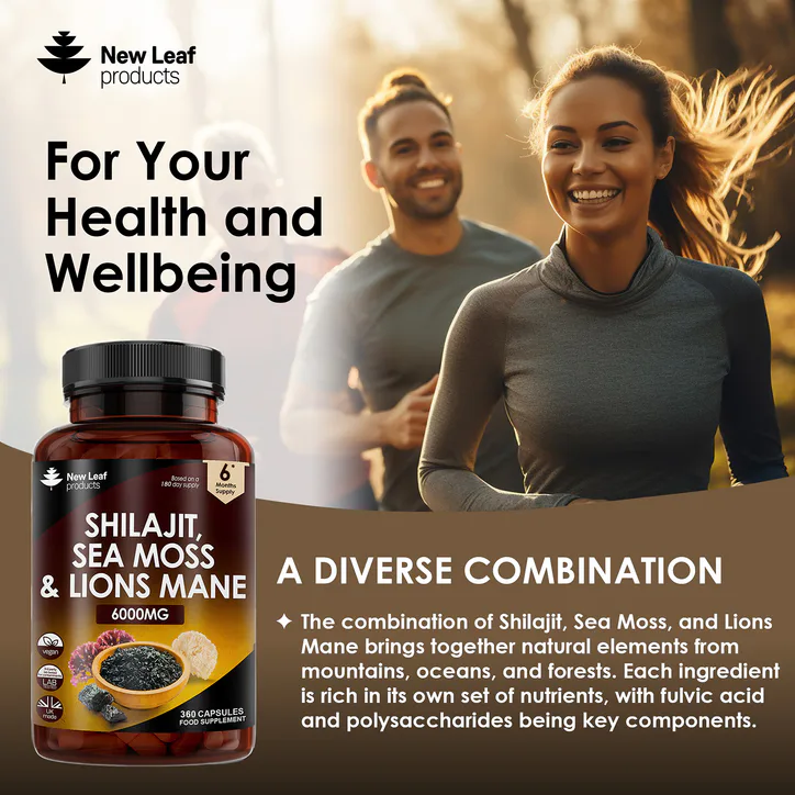 New Leaf Products Shilajit, Sea Moss & Lions Mane 360 Capsules detail 3