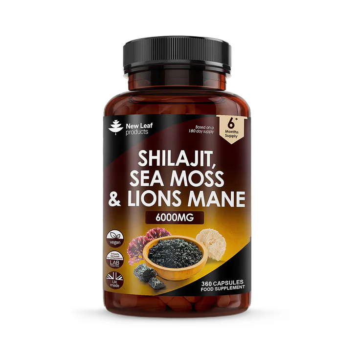 New Leaf Products Shilajit, Sea Moss & Lions Mane 360 Capsules