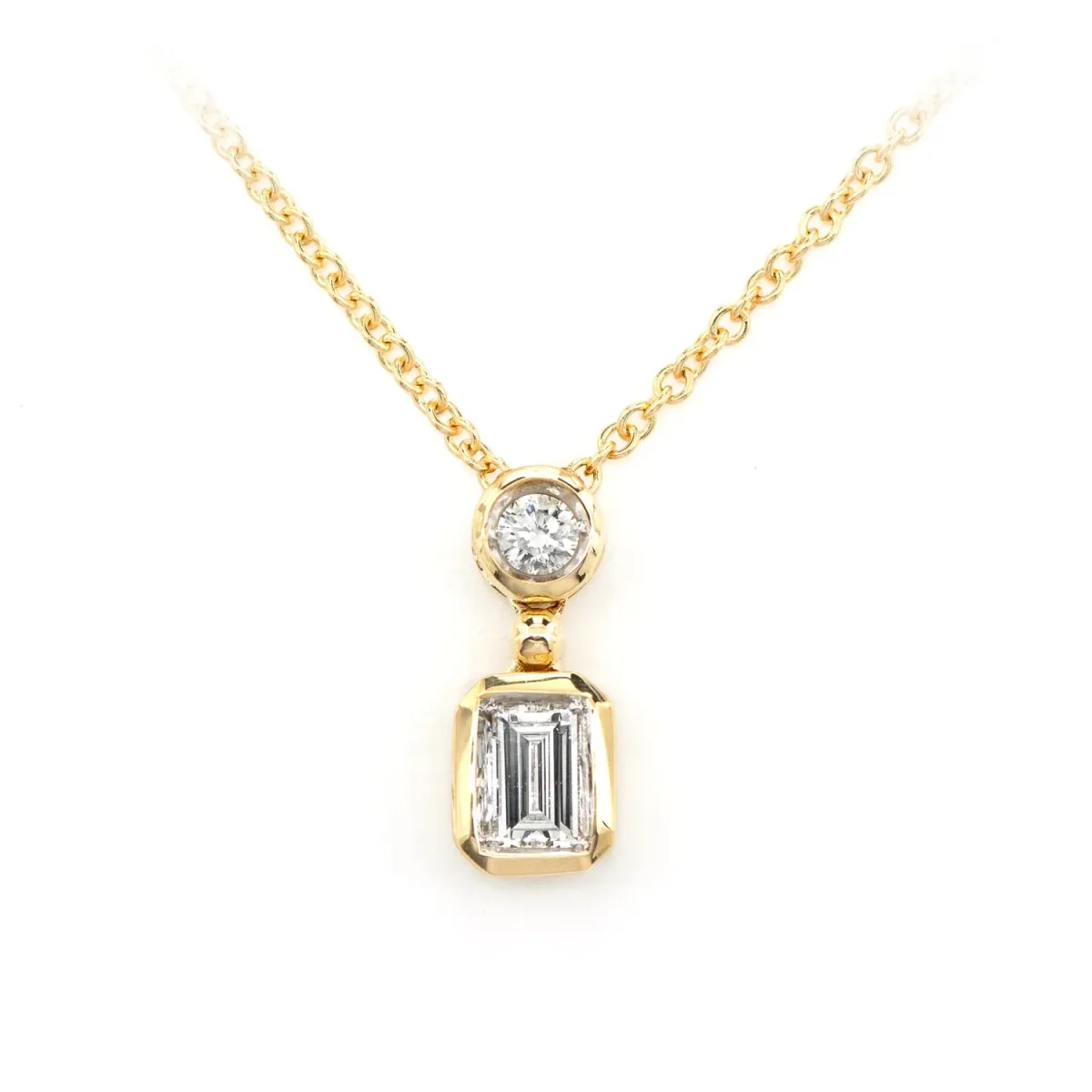 For Him Emerald Cut Diamond Bezel Drop Necklace
