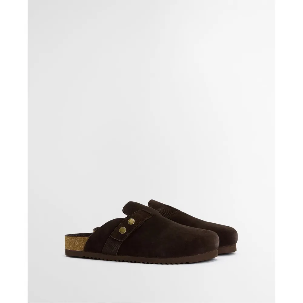 Barbour Mens Bowman Suede Mules in BR99 Choc Suede, additional product view 2