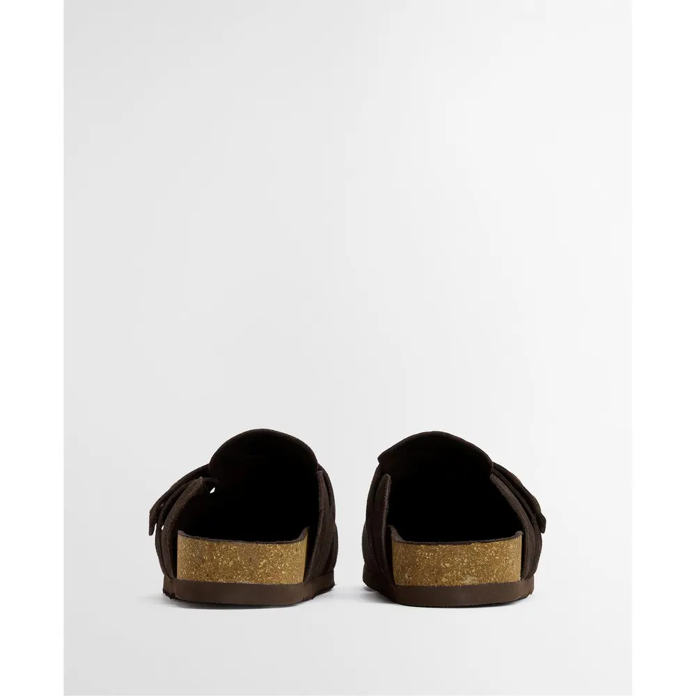 Barbour Mens Bowman Suede Mules in BR99 Choc Suede, additional product view 3