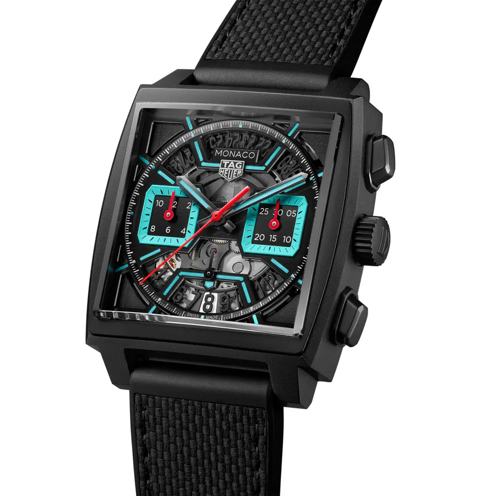 TAG Heuer Monaco Chronograph 39mm Mens Watch Titanium Turqouise in Black, additional product view 2