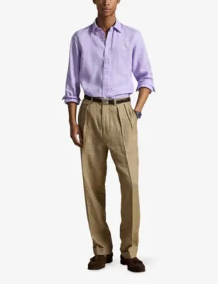 POLO RALPH LAUREN Custom-Fit Logo-Embroidered Linen Shirt detail 2