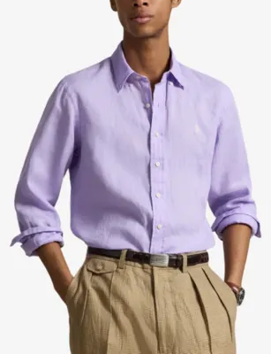 POLO RALPH LAUREN Custom-Fit Logo-Embroidered Linen Shirt detail 3