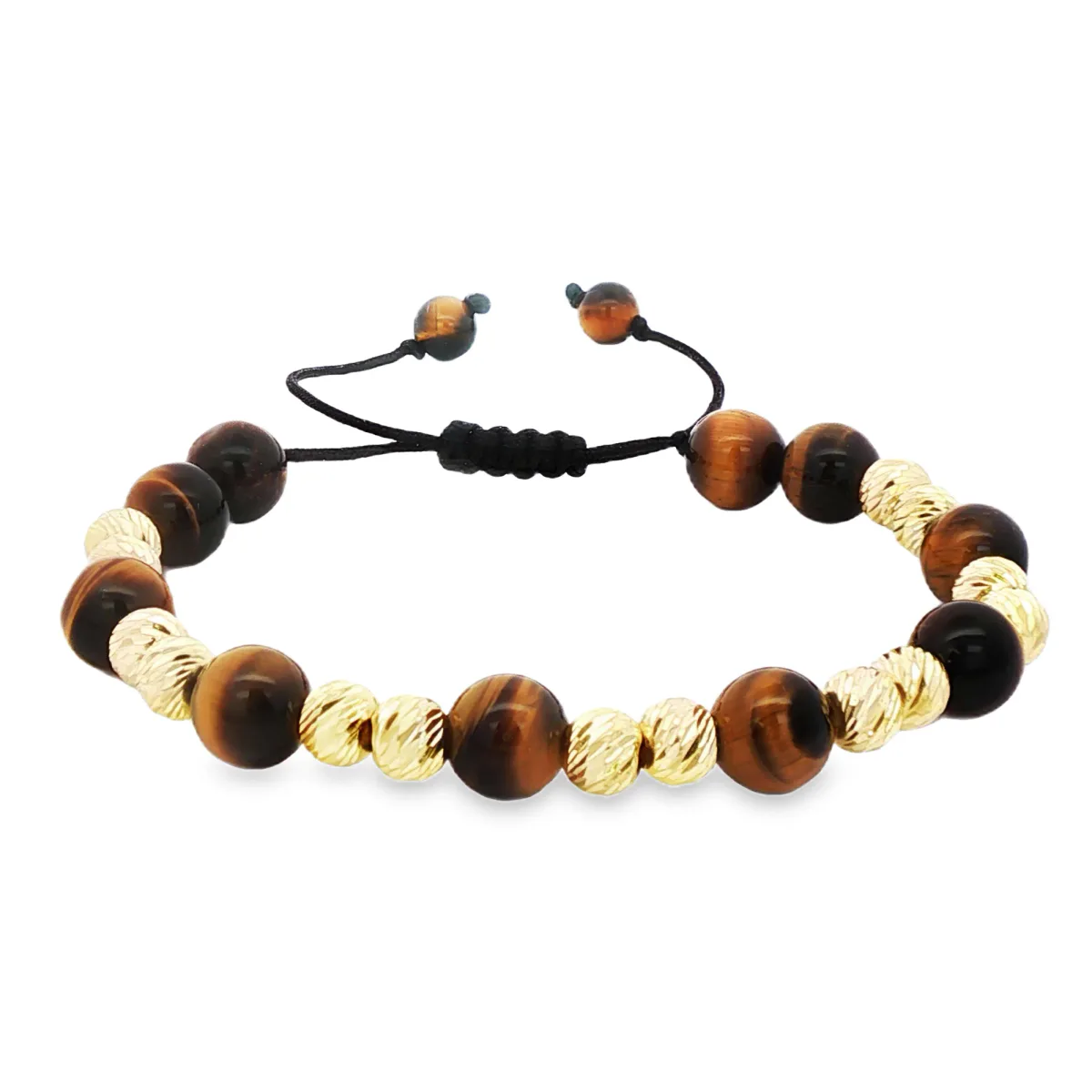 EMMA - For Him MERCHANDISE Tiger Eye & Gold Bead Adjustable Bracelet 71066 – Bracelet