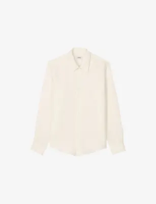 SANDRO Relaxed-Fit Long-Sleeve Linen Shirt - BUTTER CREAM detail 3