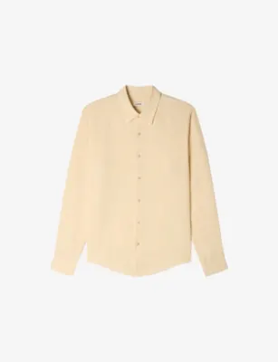 SANDRO Relaxed-Fit Long-Sleeve Linen Shirt - BUTTER CREAM