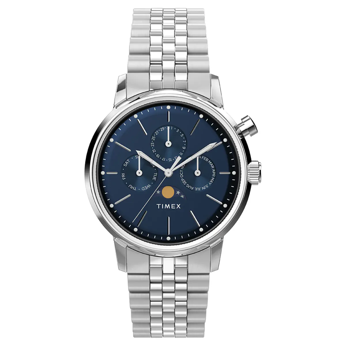 Timex Marlin Moon Phase 40mm Mens Watch Blue