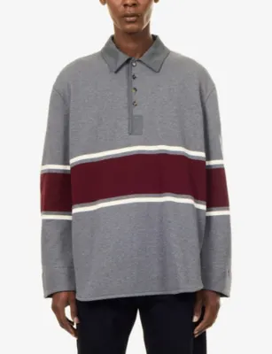 BOTTEGA VENETA Single Stripe Cotton Fleece Polo Shirt detail 3