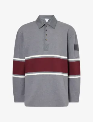 BOTTEGA VENETA Single Stripe Cotton Fleece Polo Shirt