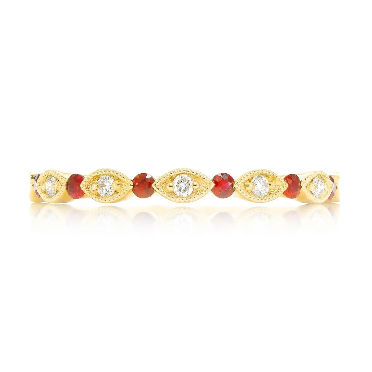 For Him Ruby Diamond Wedding Band Ring in Rose Gold / Natural Diamond – Ring