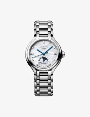 LONGINES L8.126.4.87.6 PrimaLuna Moonphase Stainless-Steel and 0.060ct Diamond Automatic Watch