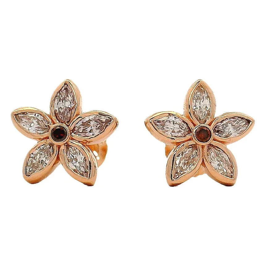 RINA - For Him CUSTOM 14K Rose Gold Marquise Flower Cluster Earring 71003 – Earrings