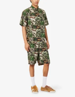 A BATHING APE Camo-Print Patchwork Cotton Shorts detail 2