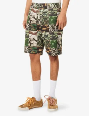 A BATHING APE Camo-Print Patchwork Cotton Shorts detail 3