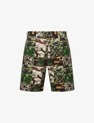 A BATHING APE Camo-Print Patchwork Cotton Shorts