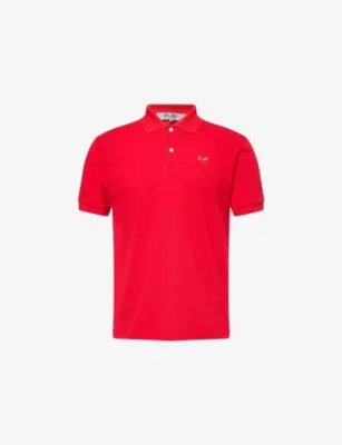 COMME DES GARCONS PLAY Heart-appliqué regular-fit cotton piqué polo shirt - BLACK detail 2