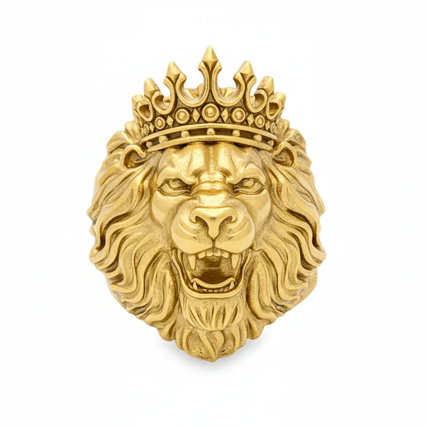 RINA - For Him FACTORY Royal Lion Head Ring 71136 in Rose Gold / 7 – Ring