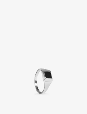 MONICA VINADER Signature Signet Sterling Silver and Black Onyx Ring - I
