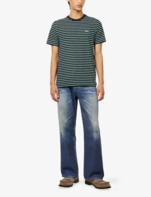 LOEWE Logo-Embroidered Striped Cotton-Terry T-Shirt detail 2
