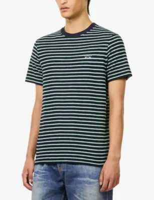LOEWE Logo-Embroidered Striped Cotton-Terry T-Shirt detail 3