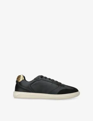 VERSACE Logo-Plaque Leather Trainers - EUR 45 / 11 UK MEN in BLACK – Mens | Trainers | Lace up trainers