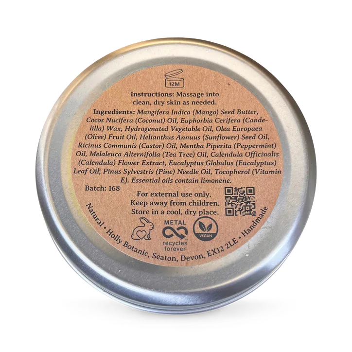 Holly Botanic Natural Nourishing Body Balm | Peppermint & Tea Tree | 95g detail 3
