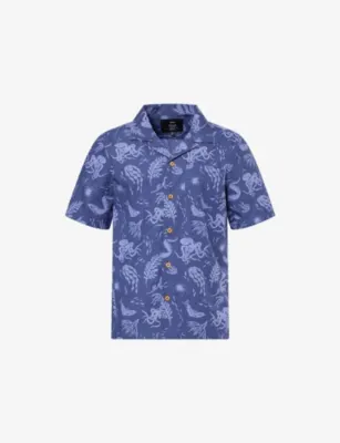 FINISTERRE Dylan Printed Short-Sleeve Cotton Shirt - Brick Orange detail 2