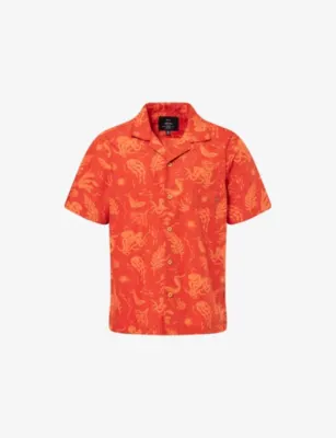 FINISTERRE Dylan Printed Short-Sleeve Cotton Shirt - Brick Orange