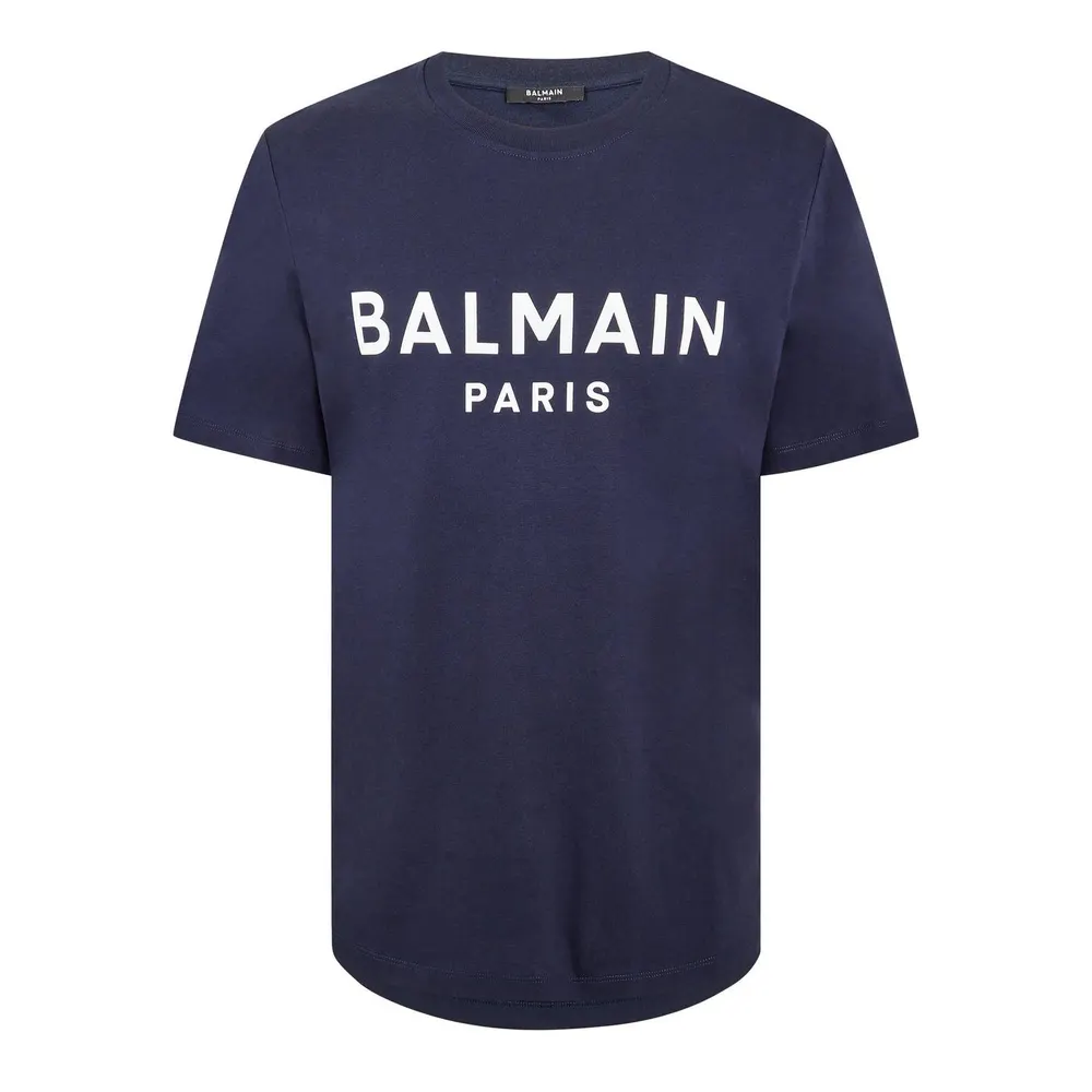 Balmain Men's Paris Print Logo Cotton T-Shirt