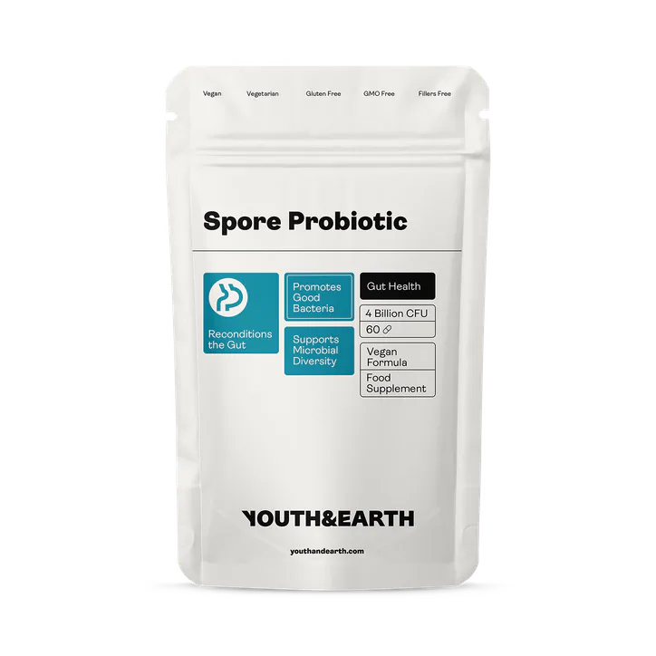 Youth and Earth Spore Probiotic (Bacillus Subtilis HU58®, Coagulans SC208 & Clausii UBBC-07) 4 billion CFU count - 60 Capsules