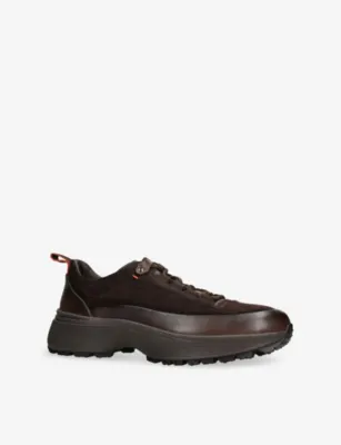 SANTONI Bounce Trek Suede Trainers - EUR 43 / 9 UK MEN in Dark Brown, additional product view 3