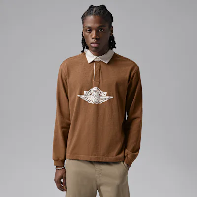Jordan Flight Essentials Men's Rugby Top - Light British Tan/Sail/Shadow Brown