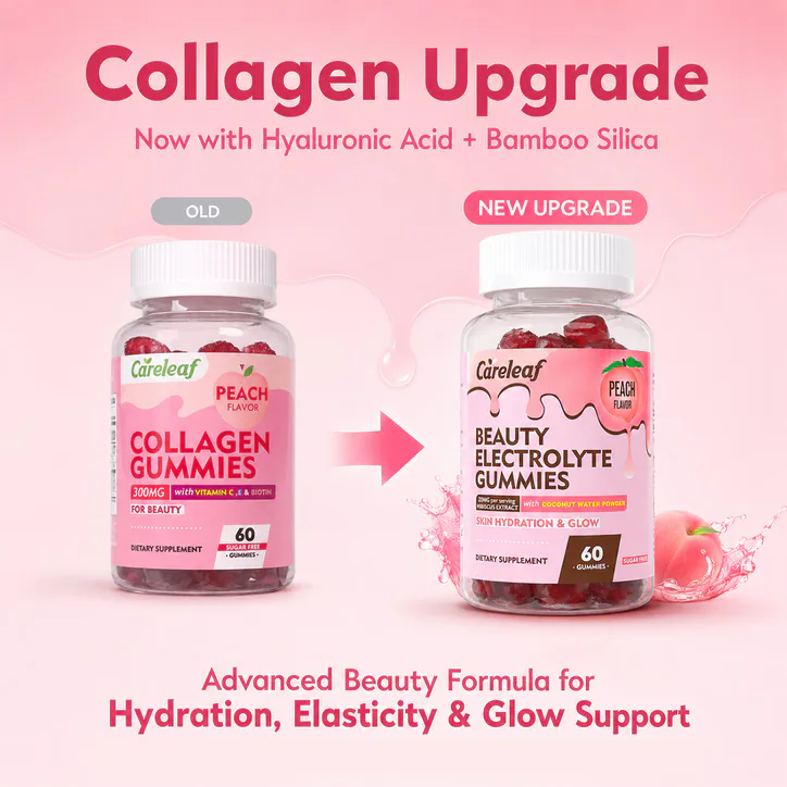 careleaf Beauty Electrolyte Gummies Peach Flavor 60 Gummies detail 3