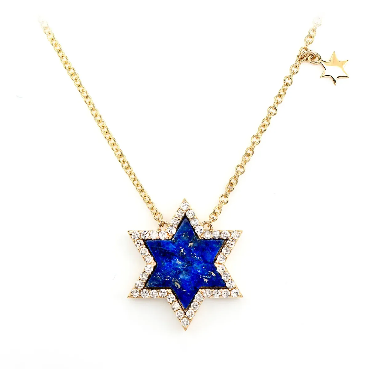 For Him Lapis Star of David Diamond Necklace in Rose Gold / 16" / Lab Grown Diamond – Necklace