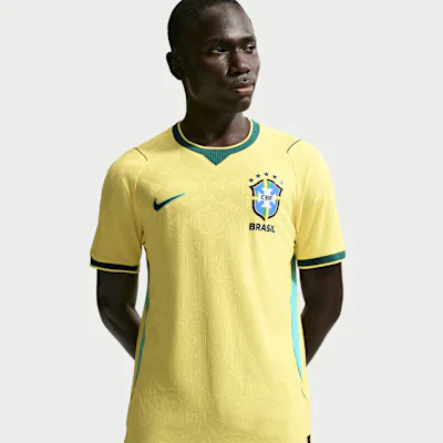 Jordan Brazil National Team 2026 Match Home Men's Nike Aero-FIT Football Shirt - Canary/Light Menta/Geode Teal