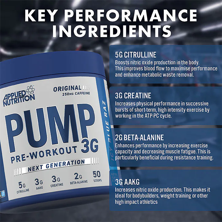 Applied Nutrition Pump Pre-Workout Icy Blue Raz 375g detail 3