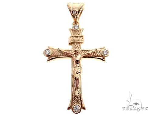 RINA - For Him FACTORY 14K Yellow Gold Bezel Diamond Jesus Christ Crucifix 64684 in Yellow Gold – Pendant