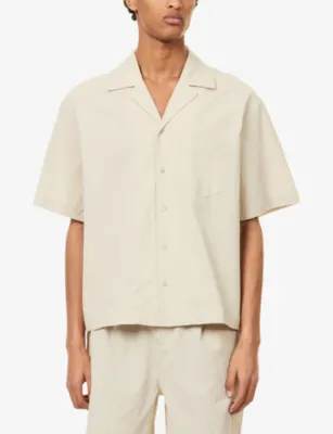 THE COUTURE CLUB Revere-Collar Seersucker Cotton-Blend Shirt detail 3