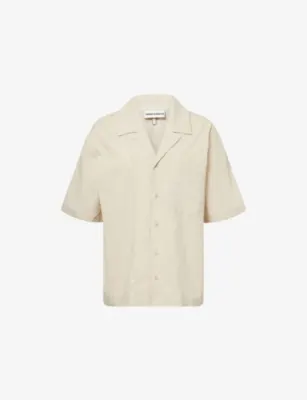 THE COUTURE CLUB Revere-Collar Seersucker Cotton-Blend Shirt