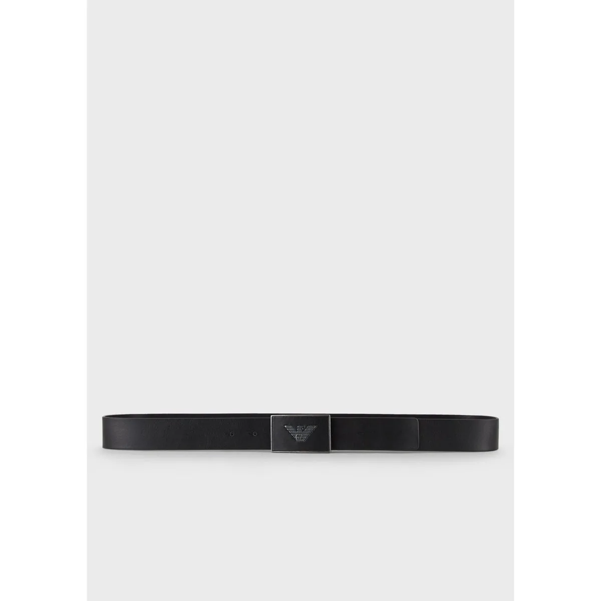 Emporio Armani Men's Plate Buckle Premium Leather Belt in Black 80001 – Accessories