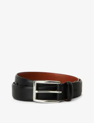 POLO RALPH LAUREN Harness embossed-logo leather dress belt - BLACK - 40