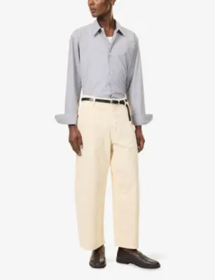 STUDIO NICHOLSON Wide-Leg Corduroy Trousers in PANNA, additional product view 2