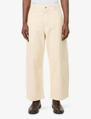 STUDIO NICHOLSON Wide-Leg Corduroy Trousers in PANNA, additional product view 3